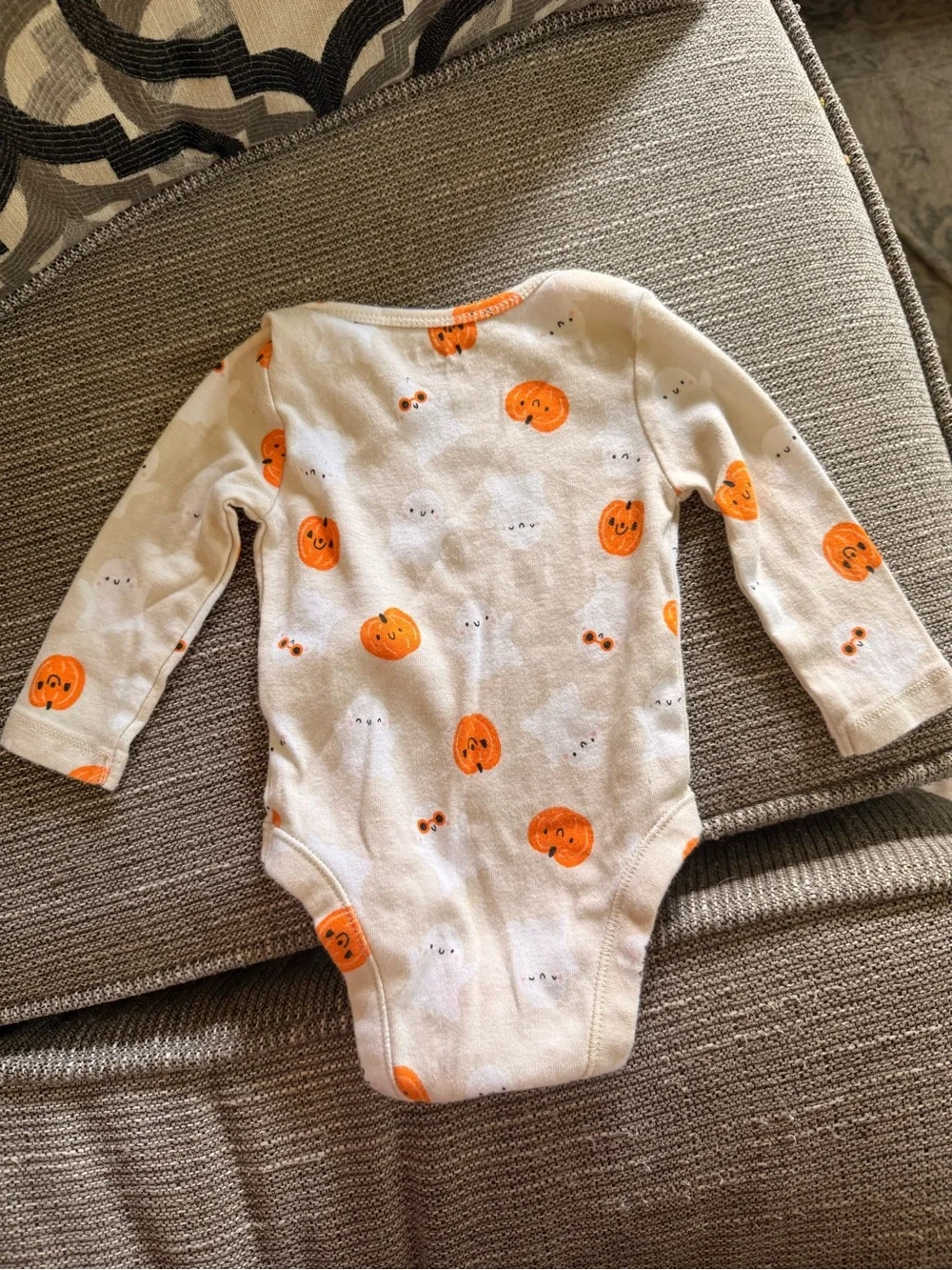 Old Navy White Baby Onesie with Orange Pumpkin Print